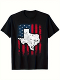 Men's T-Shirt Weathered American Flag With Grunge Look And White Texas State Map