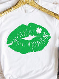 Men's T-Shirt Bright Green Shamrock In Bold Painted Lips Print