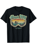Men's T-Shirt Park City Utah Retro Sunset Silhouette With Ski Goggles