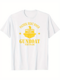 Men's T-Shirt Patrol Boat River Gunboat Vietnam With Military Star Emblems Underlined Boat