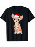 Men's T-Shirt Christmas Lights Wrapped Around Cute Chihuahua Dog