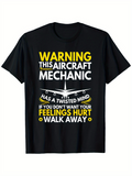 Men's T-Shirt Warning This Aircraft Mechanic Walk Away Bold Graphic Airplane
