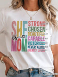 Women's T-Shirt She Is Mom With Bold Colorful Motivational Words Typography