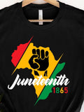 Men's T-Shirt Juneteenth Africa Outline Raised Fist With Colorful Accents