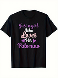 Men's T-Shirt Just A Girl Who Loves Her Palomino Typography With Pastel Heart Motifs T Shirt