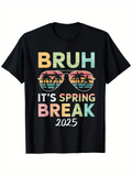 Men's T-Shirt Bruh Its Spring Break 2025 Sunset With Palm Trees Reflected Sunglasses