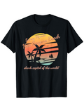 Men's T-Shirt Sunny Florida Sunset With Palms And Sailboat At Dreamy Beach