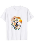 Men's T-Shirt Vivid Multicolored Feathers And Fiery Gaze Artistic Eagle