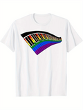 Men's T-Shirt Colorful Rainbow Pattern With Wavy Design Across The Front Piano Keyboard