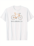 Men's T-Shirt Healdsburg CA With Simple Bicycle Drawing Centered Bike