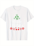 Men's T-Shirt Christmas Tree With Green Snowflakes And Red Stars Christmas