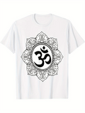 Men's T-Shirt Intricate Mandala Floral Lines Encircling Sacred Symbol Om