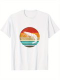 Men's T-Shirt Vintage Sunset With Ocean Waves Surrounding A Detailed Shrimp