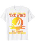 Men's T-Shirt You Cant Control The Wind But You Can Adjust The Sails Sunset Boat Silhouette With Reflective Water