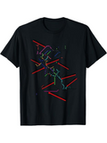 Men's T-Shirt Colorful Neon Lines And Abstract Shapes Surrounded By Red Vector Lines