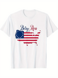 Men's T-Shirt Betsy Ross Vintage American Flag Map With Patriotic Elements In USA Silhouette