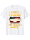 Men's T-Shirt Proud Submarine Veteran Wife With American Flag And Yellow Stars Submarine