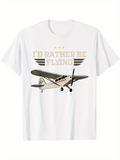 Men's T-Shirt Id Rather Be Flying Vintage Propeller Aircraft Under Wings Graphic Airplane