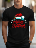 Men's T-Shirt Merry Christmas Festive Holiday Cheer With Santa Hat And Snowflakes