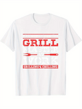 Men's T-Shirt Grill And Chilling Summer Party Barbecue With Cooking Utensils White T Shirt
