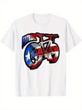 Men's T-Shirt Fat Bike With Bold Stripes And Star Patterns Among Vibrant Colors Bicycle