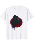 Men's T-Shirt Dark Crow Flying With Red Sun Behind Bird