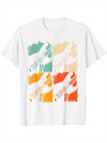 Men's T-Shirt Pop Art Colorful Brushstrokes With Artistic Electric Guitar