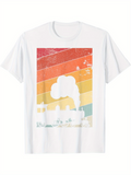 Men's T-Shirt Retro Striped Background With Silhouette Factory And Billowing Smoke