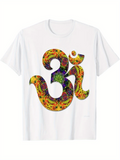 Men's T-Shirt Kaleidoscopic Sacred Symbol With Floral Patterns Om