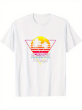 Men's T-Shirt Algarve Portugal Retro Sunset With Palm Trees Summer Beach