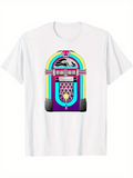 Men's T-Shirt Retro Colorful Neon Lights With Classic Music Jukebox Design Jukebox