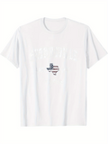 Men's T-Shirt Patriotic Design With American Flag Patterned Texas State Outline
