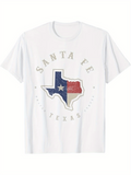 Men's T-Shirt Santa Fe Texas State Outline With Flag Colors Star Map