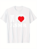 Men's T-Shirt I Love ASMR Bold White Lettering With Large Red Heart Design T Shirt
