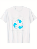 Men's T-Shirt Blue Arrows Forming A Circular Recycle Symbol With White Background