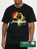 Men's T-Shirt Juneteenth Bold Fist With Vibrant Africa Map Silhouette Overlay
