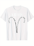 Men's T-Shirt Aries Zodiac Typography Design With Astrological Symbol And Personality Traits