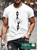 Men's T-Shirt Broken Chains With Flying Birds Escaping Through The Open White T Shirt
