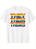 Men's T-Shirt Rainbow Stripes With Bold Affirming Pride Identity Words