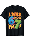 Men's T-Shirt I Was Six Now I Am Seven With Playful Colorful Numbers Design Shirt