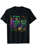Men's T-Shirt Bruh Vibrant Mardi Gras Mask With Colorful Party Confetti