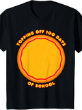 Men's T-Shirt Topping Off 100 Days Of School With Cartoon Style Pizza Crust Print