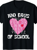 Men's T-Shirt 100 Days Of School With Pink Heart Alphabet Letters Shirt