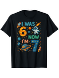 Men's T-Shirt Birthday Space Adventure With Astronaut Rockets Colorful Number Seven
