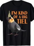 Men's T-Shirt Im Kind Of A Big Tiel Cartoon Parrot With Sunglasses And Orange Highlights Bird