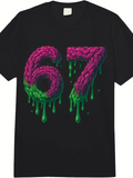 Men's T-Shirt Dripping Liquid Brain Texture With Bold Bright Colored Numbers