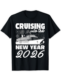 Men's T-Shirt Cruising Into The New Year 2026 With Fireworks And Ocean Cruise Ship
