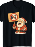 Men's T-Shirt Angry Santa Claus Holding Protest Sign With Red Circle And Number