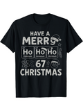 Men's T-Shirt Have A Merry Christmas Elements With Holiday Doodles And Santa Face T Shirt