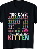 Men's T-Shirt 100 Days You Must Be Kitten With Colorful Paw Prints Cat